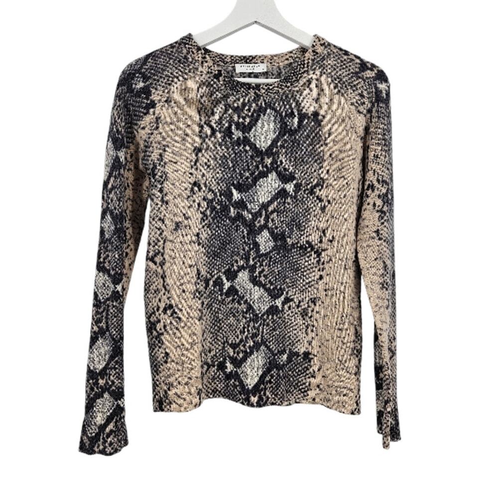 Equipment Sweater Top Brown Black Snakeskin Print Cashmere Pullover Size XS